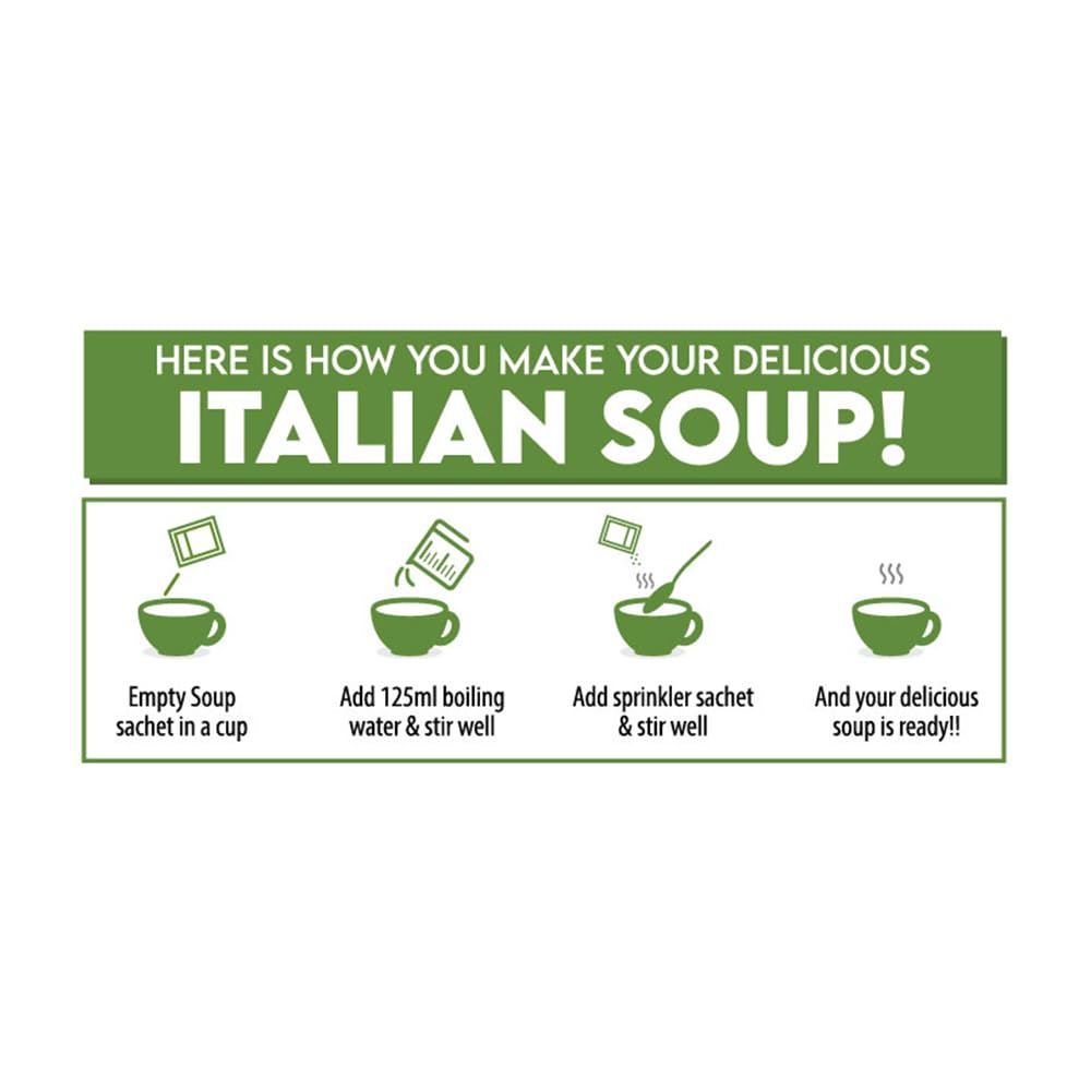 Keya Fresh and Delicious Italian Soup | Cream & Herbs | Instant Mix | Savoury & Herby | No Added Preservatives | No Chemical | Serves 4| 44g