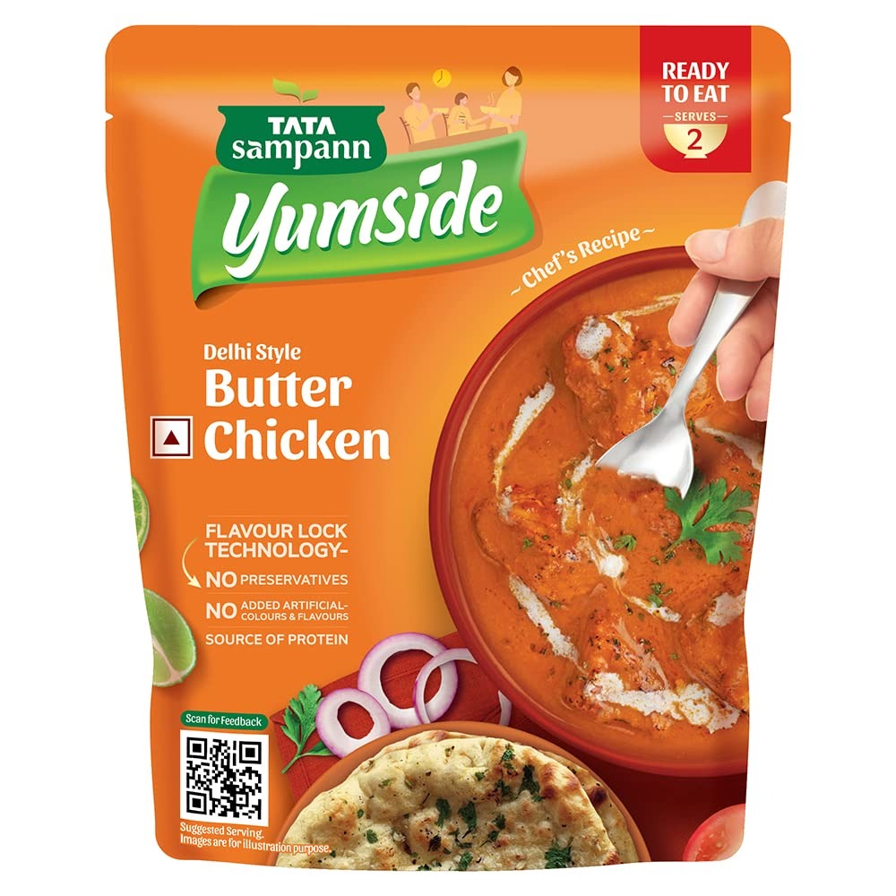 Tata Sampann Yumside Ready to Eat Butter Chicken, 285g, Instant Food, Delhi Style, Bonless Chicken,