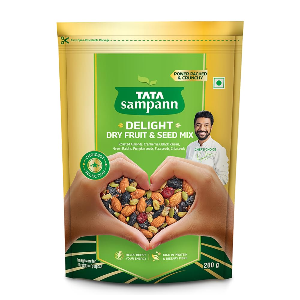 Tata Sampann Delight Dry Fruit & Seed Mix | Trail Mix | High in Protein & Dietary Fibre | Rich in Magnesium | Source of Phosphorus | 200g