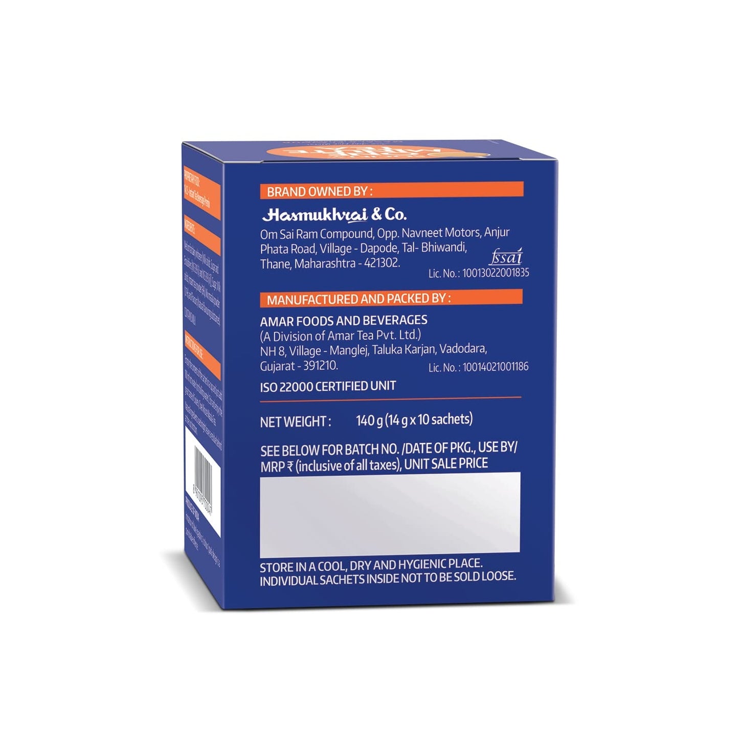 Society One Minute Tea | Masala Flavour | Clove, Black Pepper, Cinnamon | Masala Chai | Flavoured Instant Tea | 14g X 10 Sachets (140g