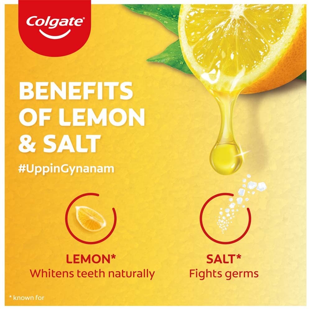 Colgate Active Salt Lemon Toothpaste , Pack of 200g Germ-Fighting Toothpaste With Active Natural Salt & Lemon For Fighting Sticky Germs