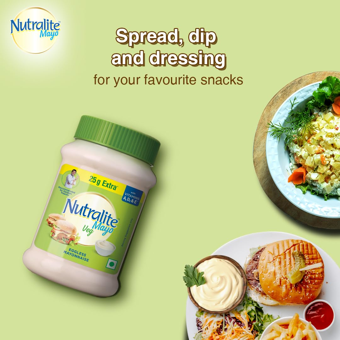 Nutralite Veg Mayo 300g (275g with 25g Extra)| Eggless Mayonnaise | Creamy & Cheesy Veg Mayonnaise|