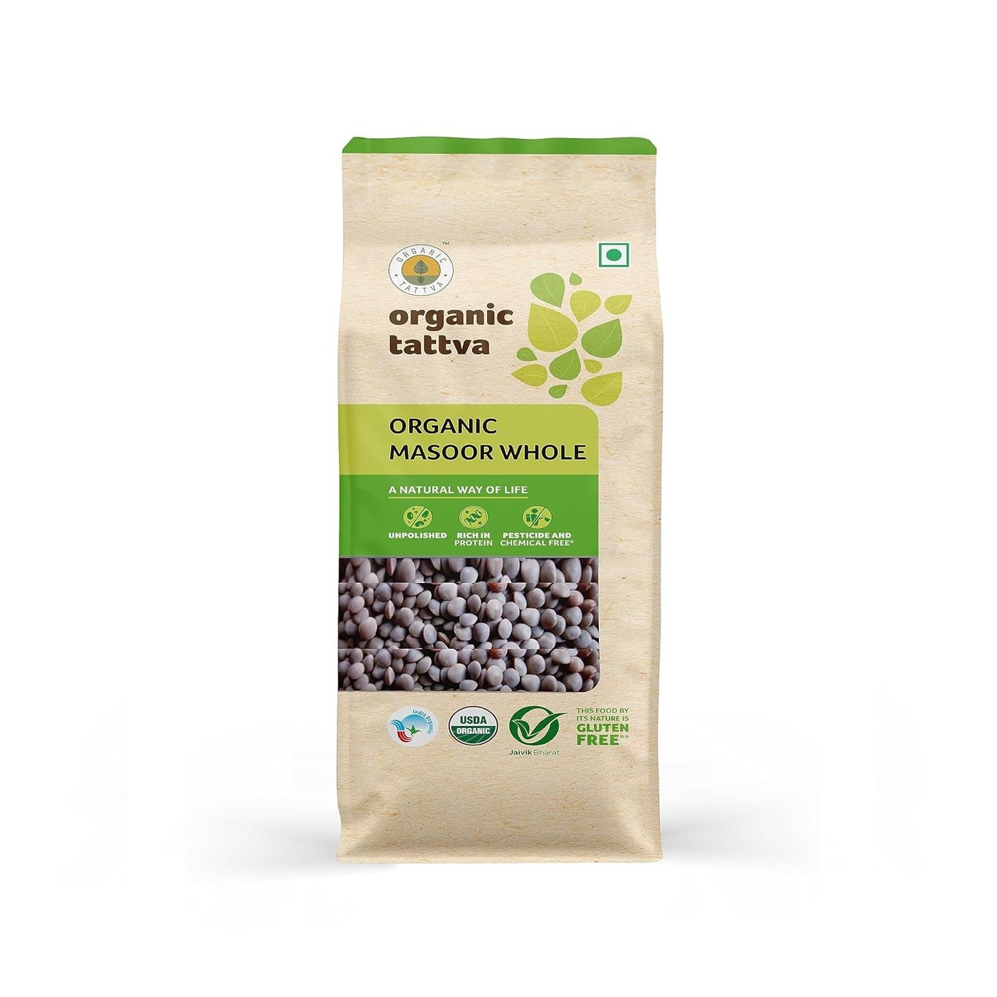 organic tattva organic masoor whole 500 g