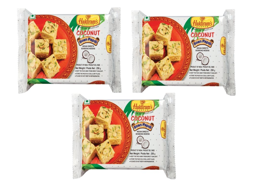 Haldiram's Nagpur Soan Papdi Coconut ( 250 g Each - Pack Of 3 )