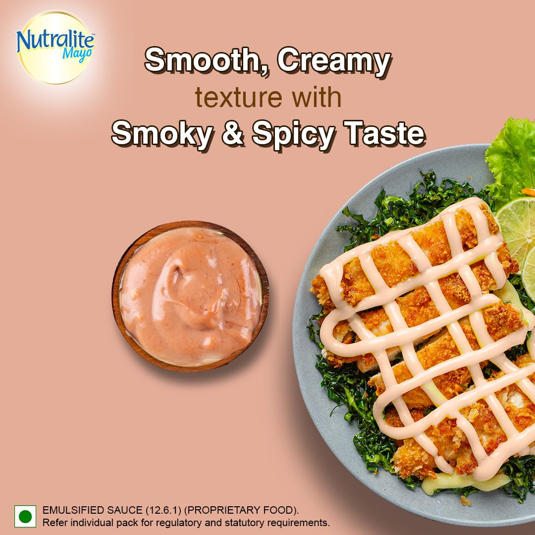 Nutralite Tandoori Mayo 300g (275g with 25g Extra)|Eggless Mayonnaise | Creamy & Cheesy Veg Mayonnaise|