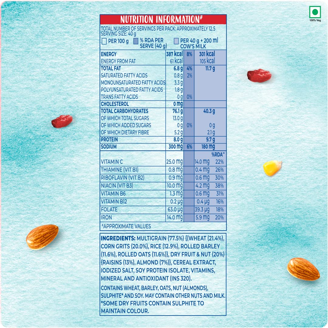 Kellogg's Muesli 0% Added Sugar 500g High in Vitamins B1, B2, B3, B6, Folate, Source of Protein and Fibre | Breakfast Cereal