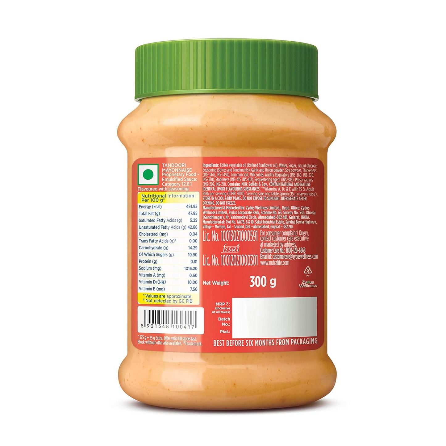 Nutralite Tandoori Mayo 300g (275g with 25g Extra)|Eggless Mayonnaise | Creamy & Cheesy Veg Mayonnaise|