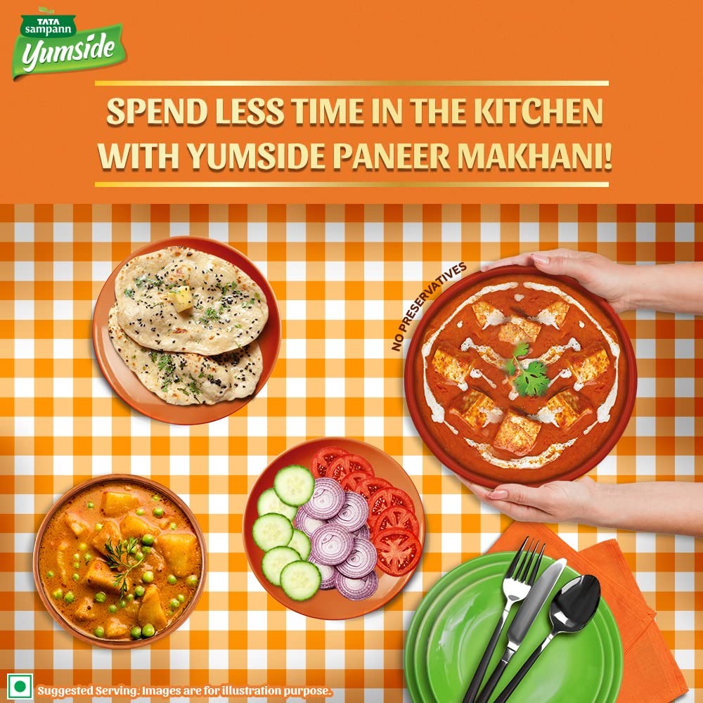 Tata Sampann Yumside Ready to Eat Paneer Makhani, 285g, Instant Food, Delhi Style, Ready in 60 Secs
