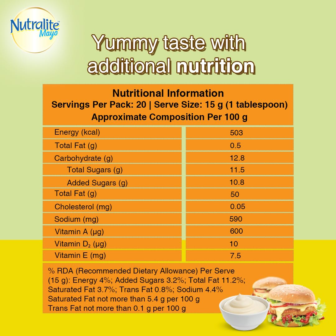 Nutralite Veg Mayo 300g (275g with 25g Extra)| Eggless Mayonnaise | Creamy & Cheesy Veg Mayonnaise|