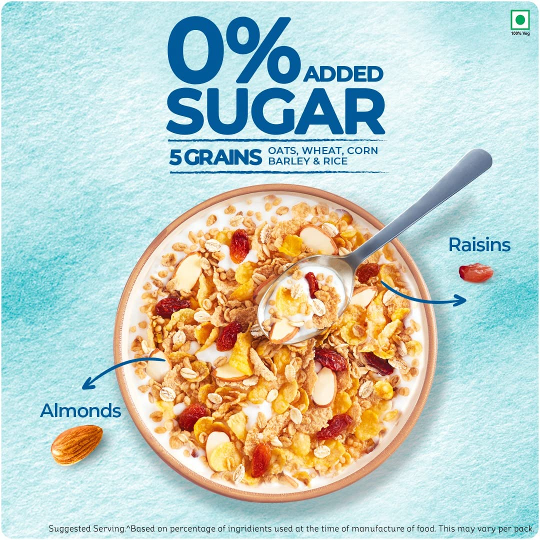 Kellogg's Muesli 0% Added Sugar 500g High in Vitamins B1, B2, B3, B6, Folate, Source of Protein and Fibre | Breakfast Cereal