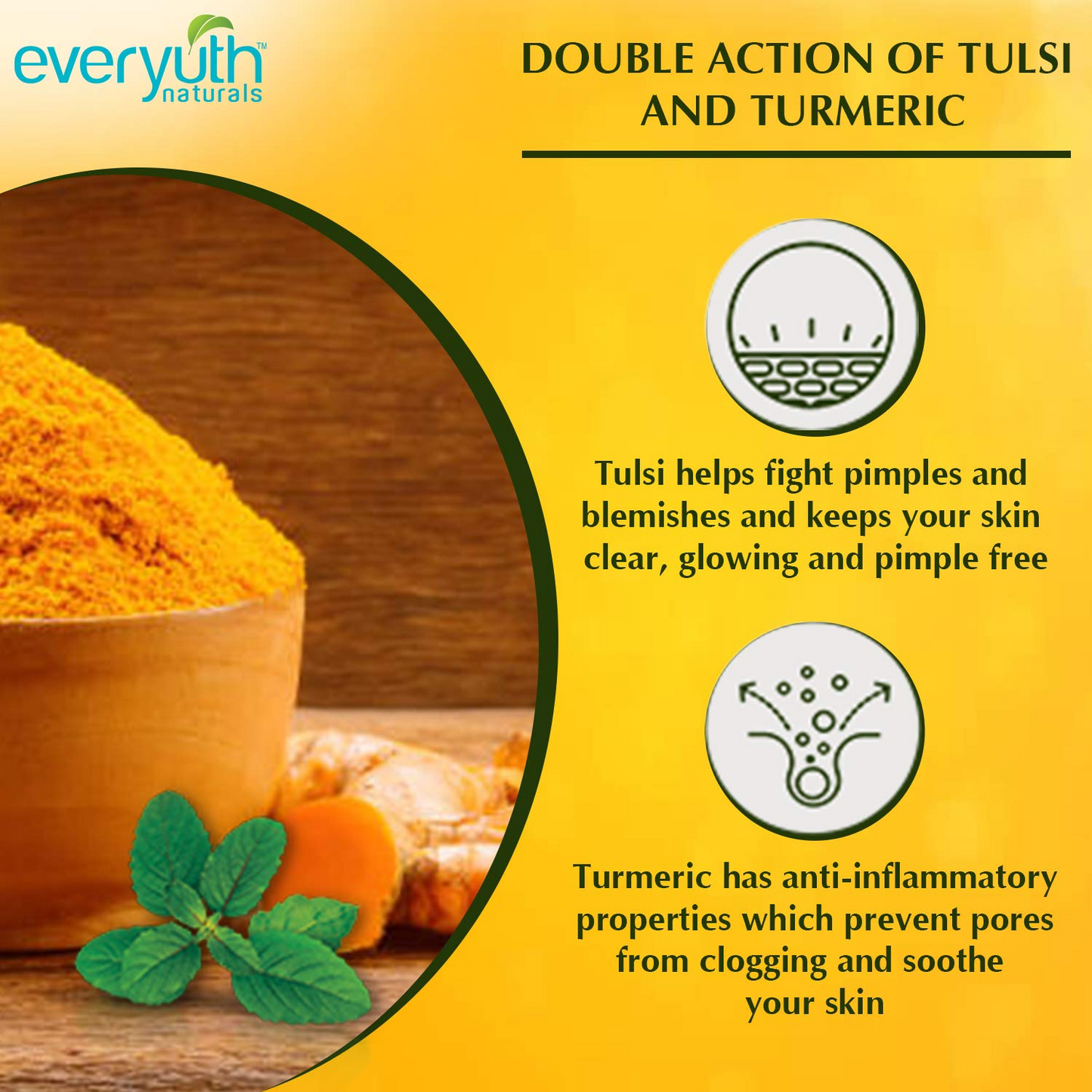 Everyuth Naturals Anti Acne, Anti Marks Tulsi Turmeric Face Wash, 150gm, Tube