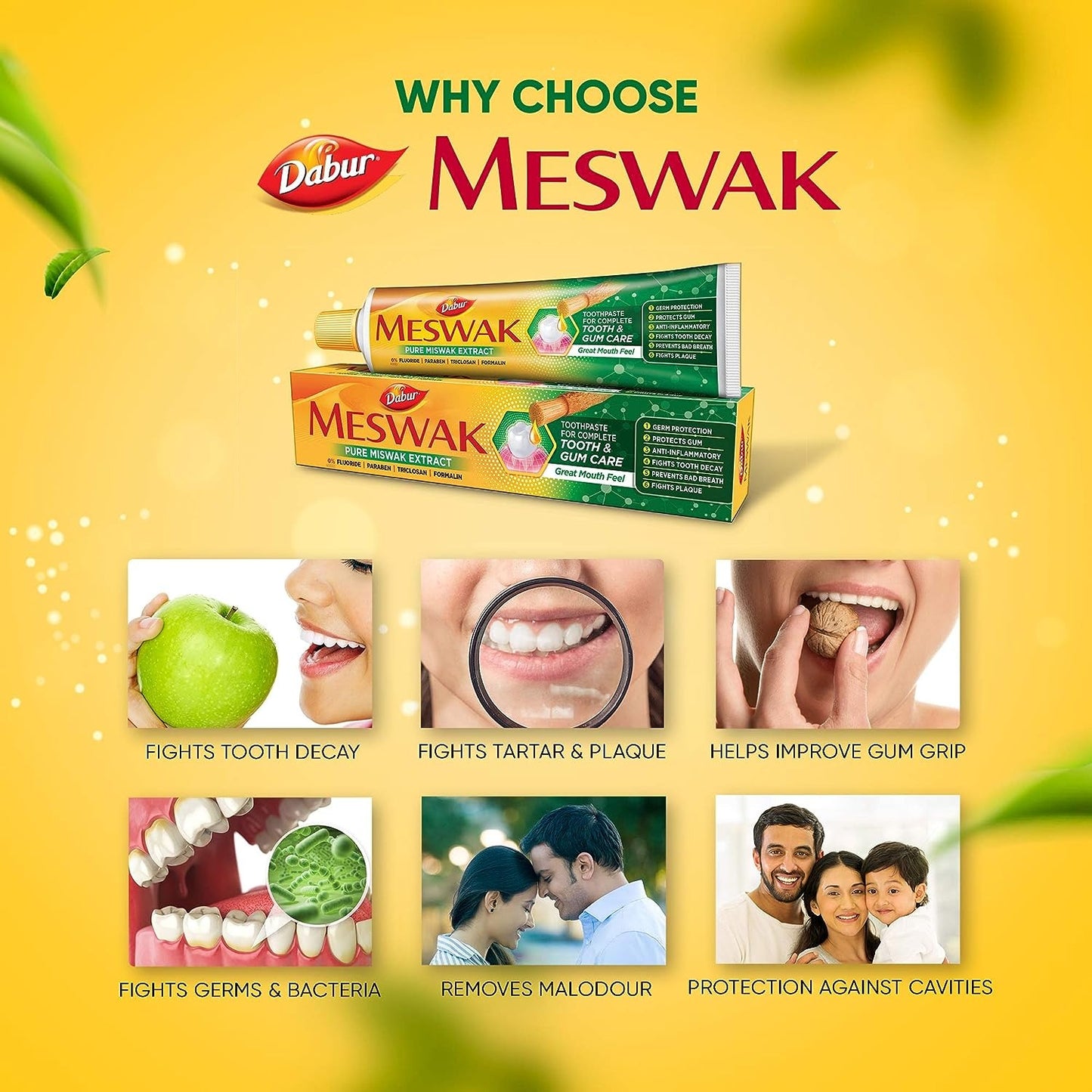 Dabur Meswak Complete Oral Care Toothpaste - 500g (2 x 200g + 1 x100g)