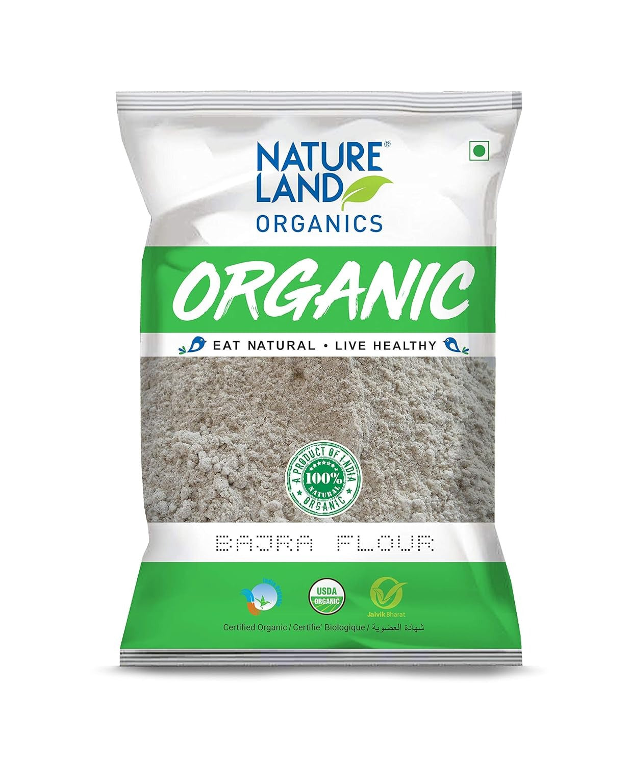 Natureland Organics Bajra/Pearl Millet Flour 500 Gm - Organic Flour