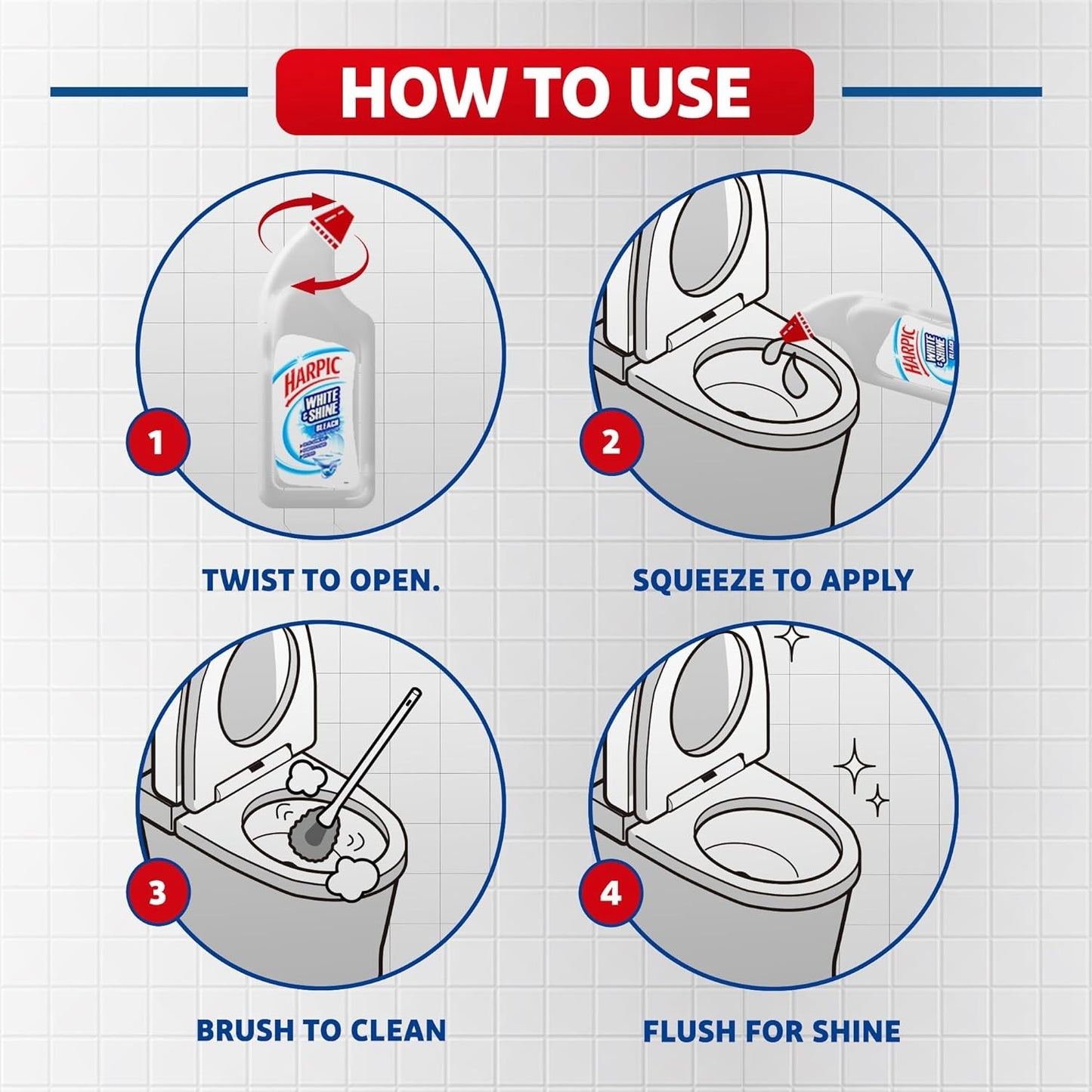 Harpic White and Shine Disinfectant Toilet Cleaner Bleach Liquid - 500 ml (Pack of 3)