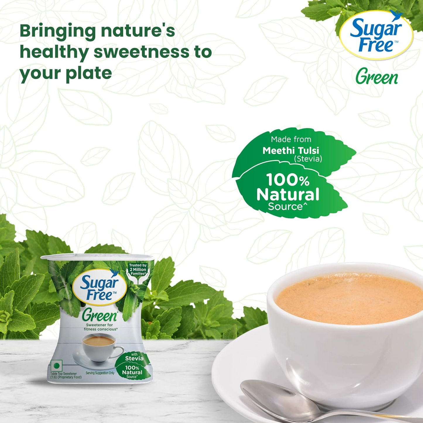 Sugar Free Green Stevia, 300 Pellets | 100% Natural Meethi Tulsi (Stevia) leaves| Sweet like Sugar but with zero calories | 30g