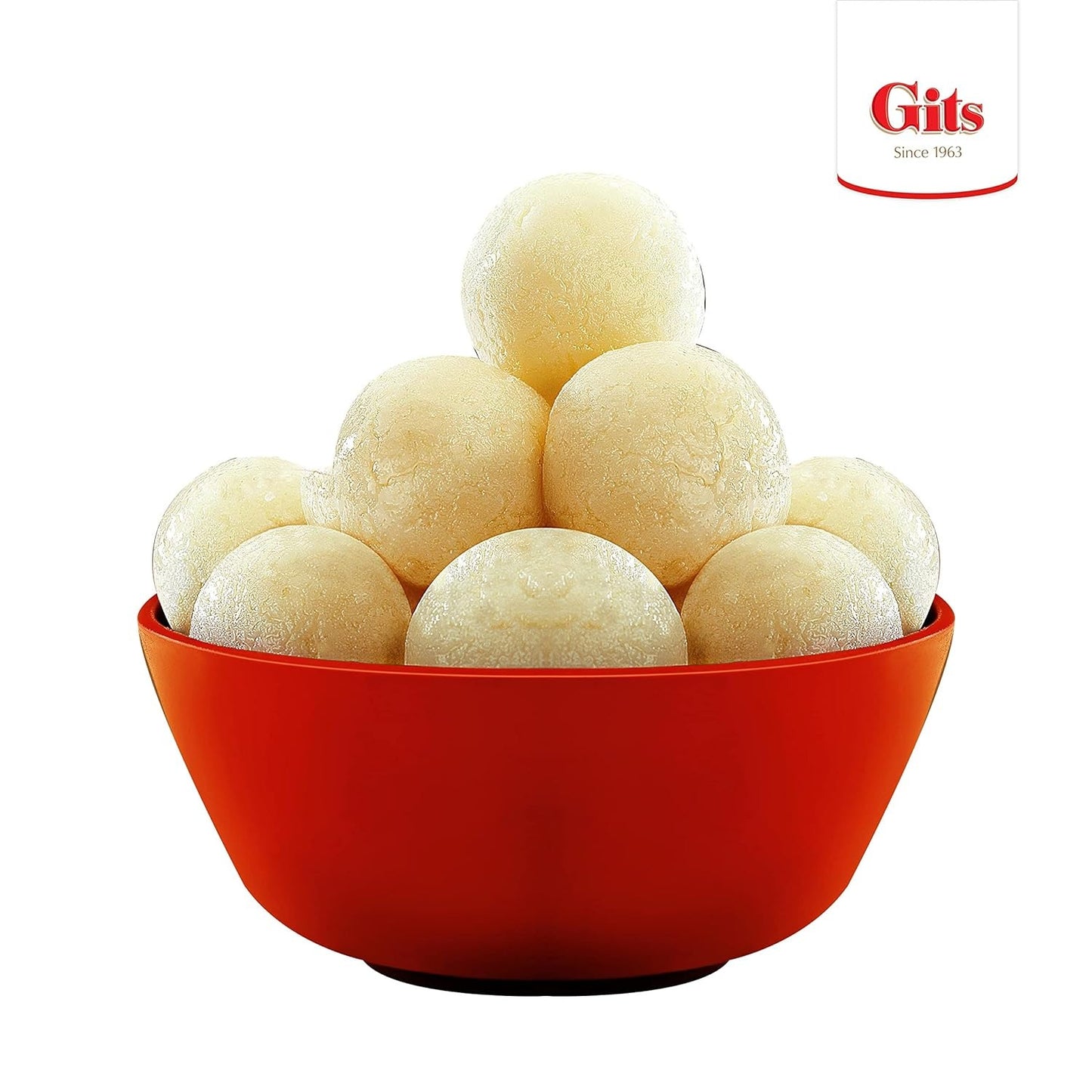 Gits Open & Eat Rasgulla Tin, 16 Pieces per Can, Mouth-Watering Indian Mithai, 1Kg
