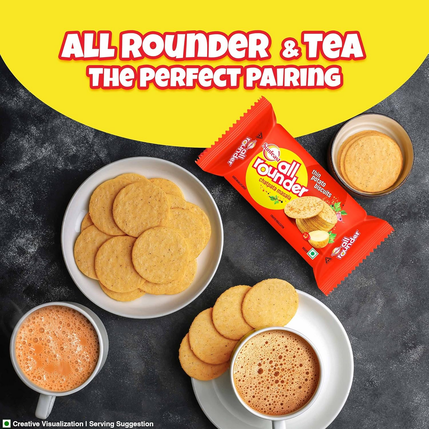 Sunfeast All Rounder, Thin, Light & Crunchy Potato Biscuit with Chatpata Masala Flavour, 282g