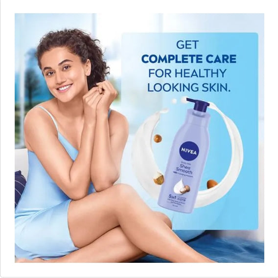 NIVEA Shea Smooth Body Milk - Dry Skin, With Deep Moisture Serum & Shea Butter, 48h Indulging Deep Moisture Care, 400 ml