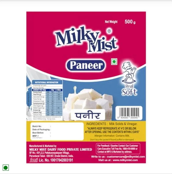 Milky Mist Paneer - Rich In Calcium, 500 g Pouch