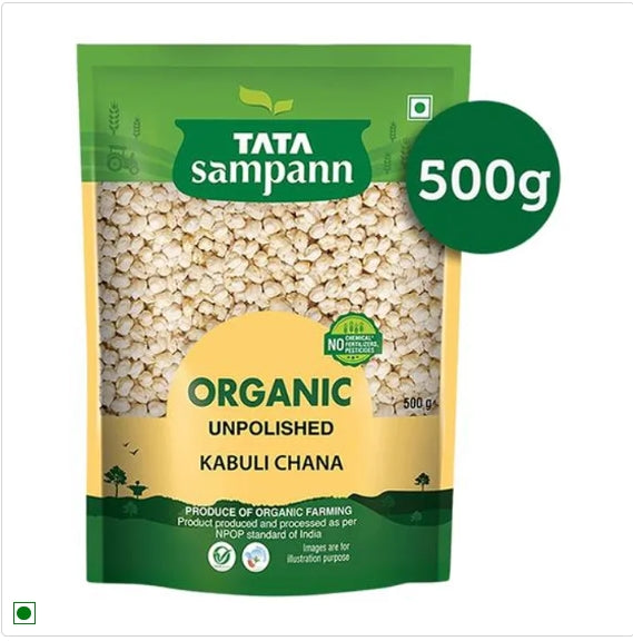 Tata Sampann Organic Kabuli Chana/Kabuli Kadale, 500 g