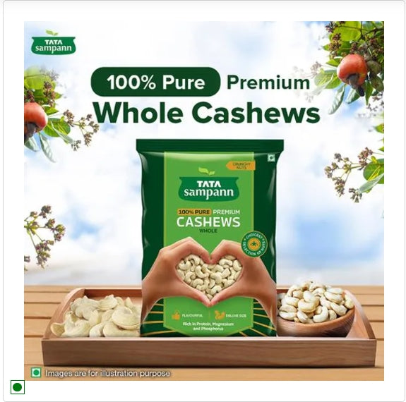 Tata Sampann 100% Pure Premium Cashews Whole - Premium Quality Kaju, Rich In Protein, Magnesium, & Phosphorus, Premium Nuts & Dry Fruits|, 1 kg Pouch