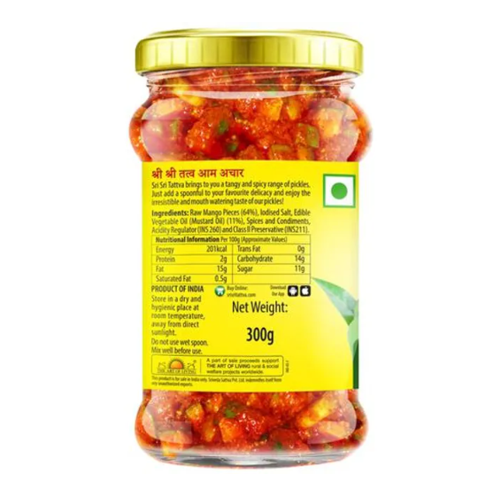 Sri Sri Tattva Mango Pickle Mustard Oil - Rich Source Of Antioxidants & Nutrients, 300 g