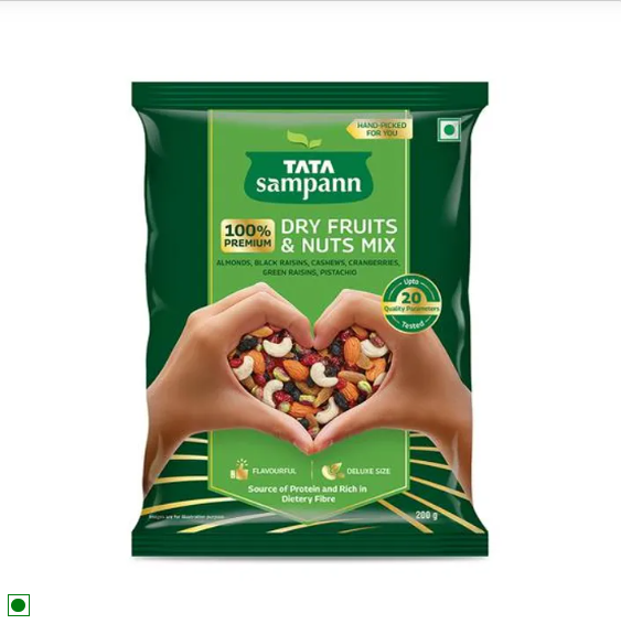 Tata Sampann Dry Fruits & Nuts Mix |Almonds, Black Raisins, Cashews, Cranberries, Green raisins, and Pistachio Kernels 200 g