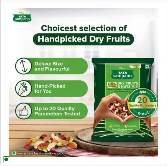 Tata Sampann Dry Fruits & Nuts Mix |Almonds, Black Raisins, Cashews, Cranberries, Green raisins, and Pistachio Kernels 200 g