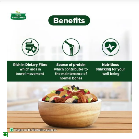 Tata Sampann Dry Fruits & Nuts Mix |Almonds, Black Raisins, Cashews, Cranberries, Green raisins, and Pistachio Kernels 200 g