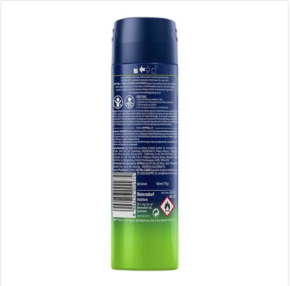 NIVEA Fresh Power Men Deodorant - 48h Long Lasting Freshness With Fresh Musk Scent, 150 ml