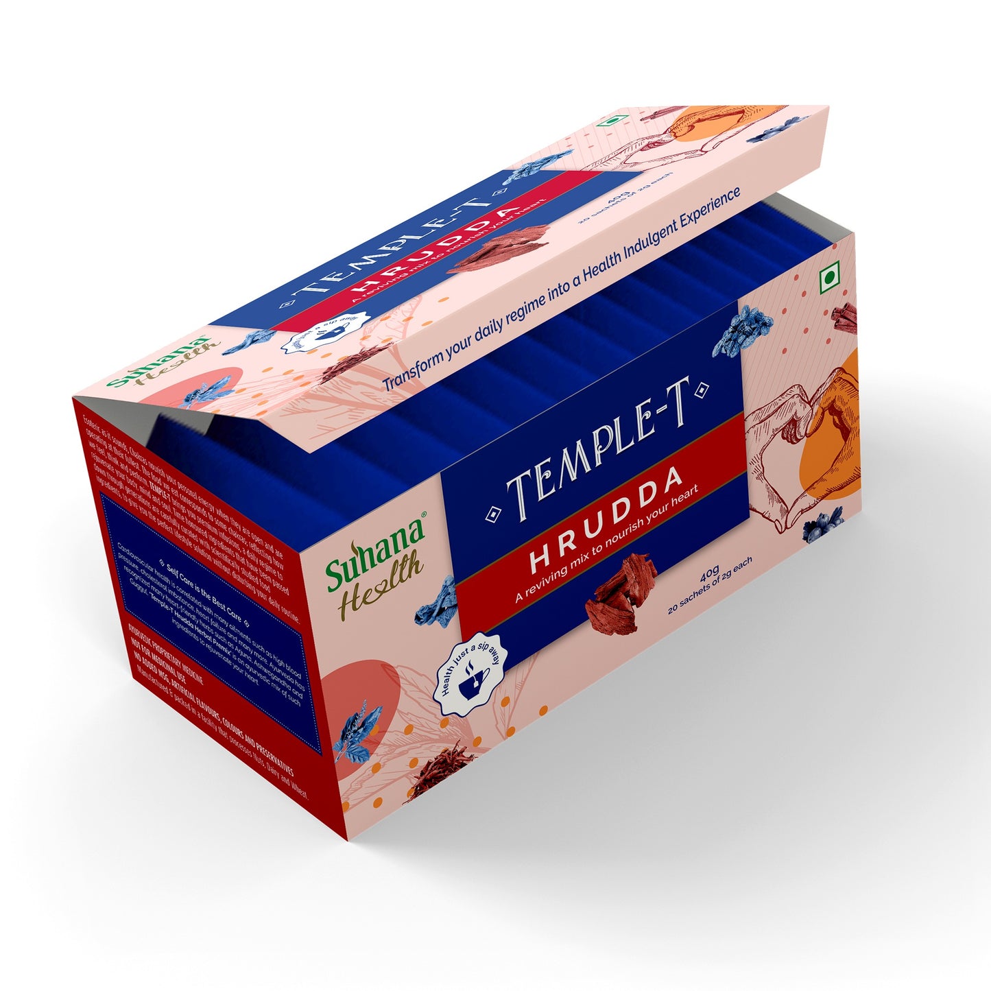 Suhana Health Hrudda Herbal Premix Temple T 40g - (20 Sachet 2 Gram Each )
