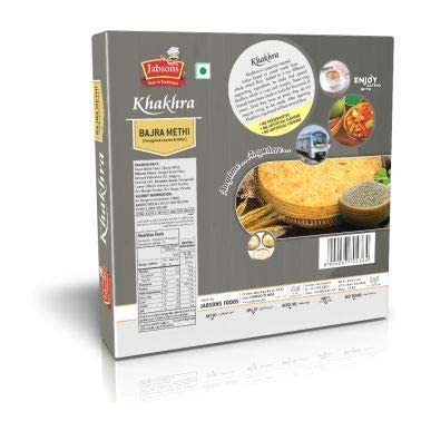 Jabsons Bajra Methi Khakhra Vacc Pack (180g)|Ready to Eat Roasted Snack|Indian Snacks| Bajra Methi Khakhra| Chai Time Indian Healthy Snacks |