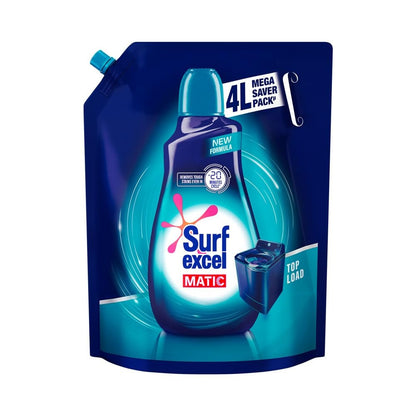 Surf Excel Matic Top Load Liquid Detergent 3.2 L Refill, Designed for Tough Stain Removal on Laundry in Washing Machines - Mega Pack