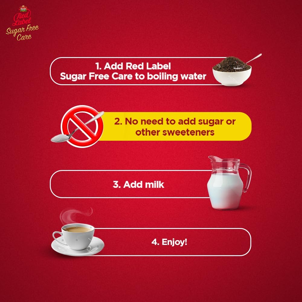 Red Label Sugar Free Care| Great Taste of Tea even without Sugar| Suitable for Diabetics |Sweetened with 0 calorie flavours | 250g