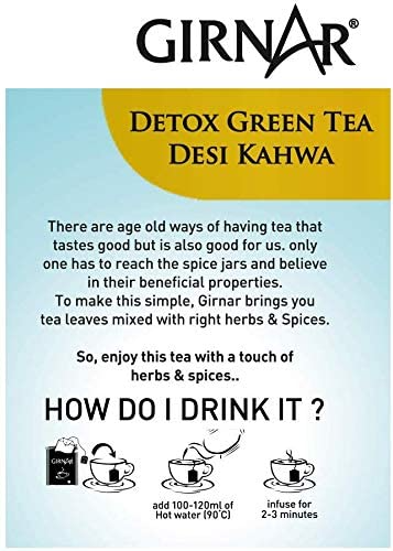 Girnar Food & Beverages Pvt. Ltd. Detox Green Tea (Desi Kahwa) (Pack of 10 Tea Bags,25 Grams)