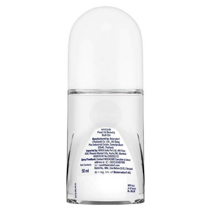 NIVEA Pearl and Beauty 50ml Deo Roll On | With Pearl Extracts & Avocado Oil| 48 H Smooth & Beautiful Underarms| 0% Alcohol | For Women