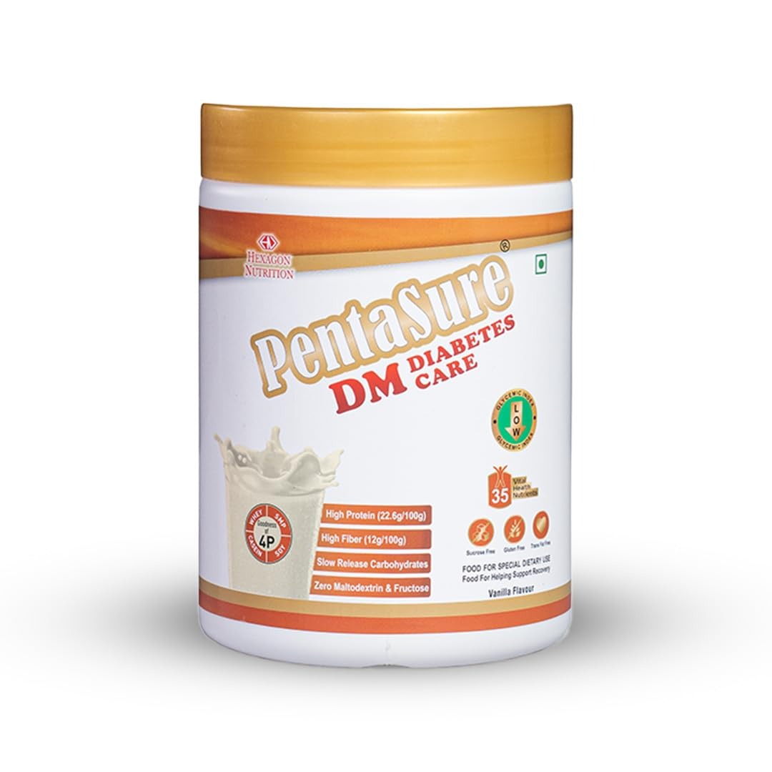 PentaSure DM – Diabetes Care Nutrition Drink to help manage Blood Sugar levels| Vanilla Flavor| 1 KG | 4 Proteins| High Fiber & Zero Maltodextrin