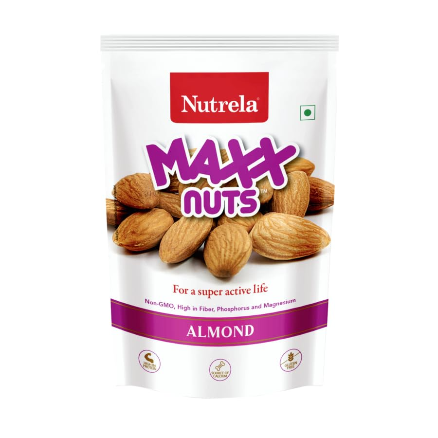 Nutrela Maxx Nuts California Almonds 200g, Premium Badam, Dry Fruits, High in Protein, Healthy Snack