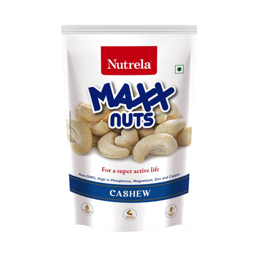 Nutrela Maxx Nuts W320 Cashew 200g, Whole Kaju, Protein-Rich Healthy & Delicious Dry Fruit