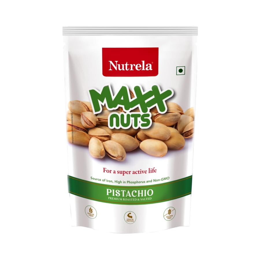 Nutrela Maxx Nuts Pistachios 200g Pista, Super Crunchy Shelled Nuts, Roasted & Salted, Vitamins & Minerals Rich Dry Fruit