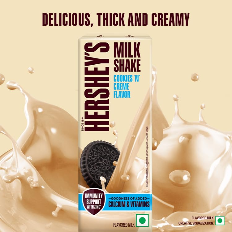 HERSHEY'S Cookies N Crème Flavored Milkshake | Enriched with Calcium | 180ml