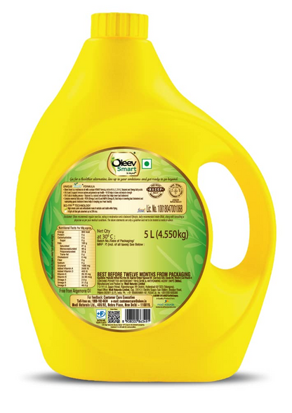 Oleev Smart Oil, Fortified with VIT A, D, E and K, 5L Jar