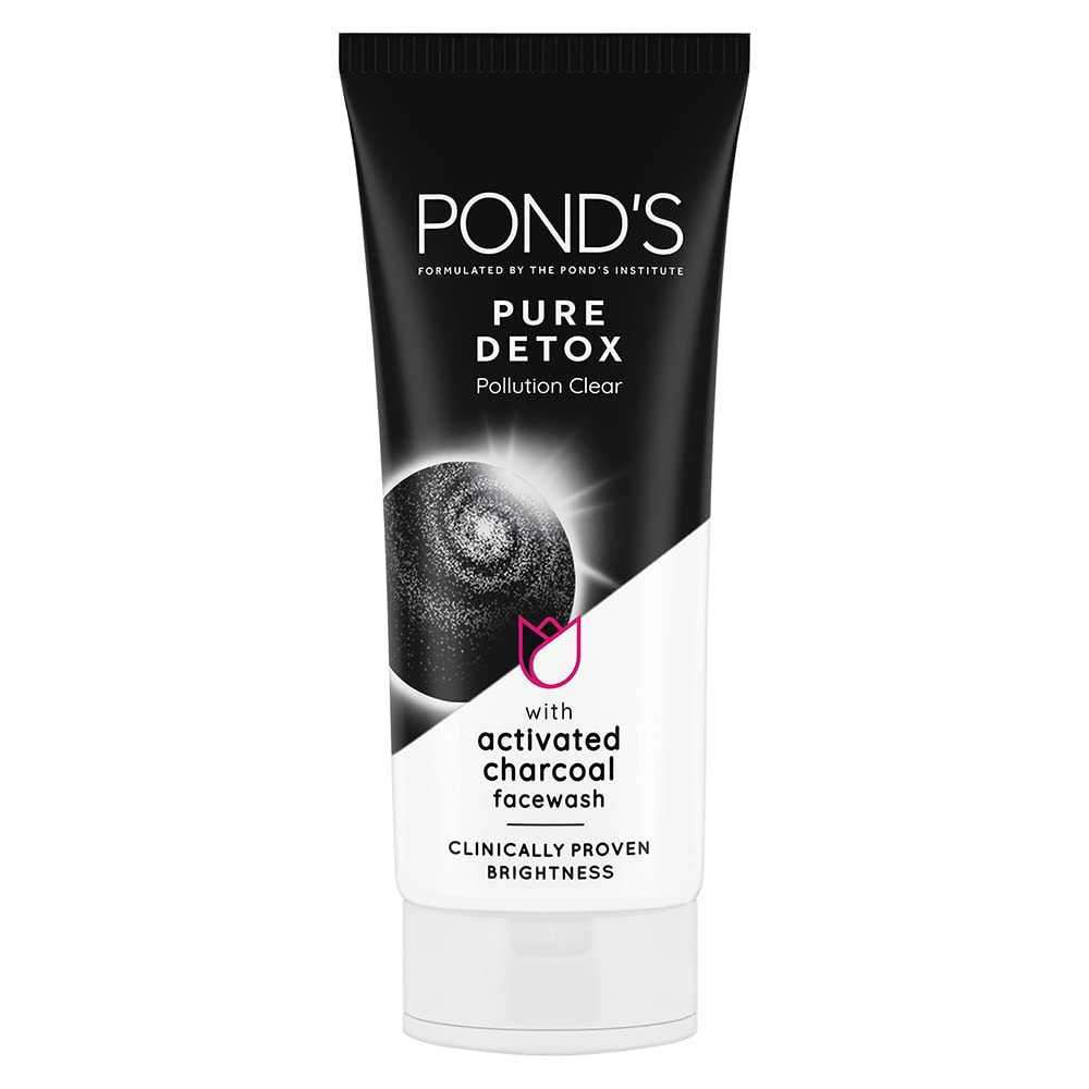 POND'S Pure Detox, Facewash, 100G, For Fresh, Glowing Skin, With Activated Charcoal,Pollution Clear Face Wash