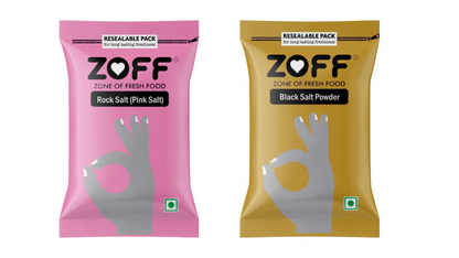 ZOFF Premium Pink Salt and Black Salt Powder Combo |Each 1 KG | Net weight 2KG