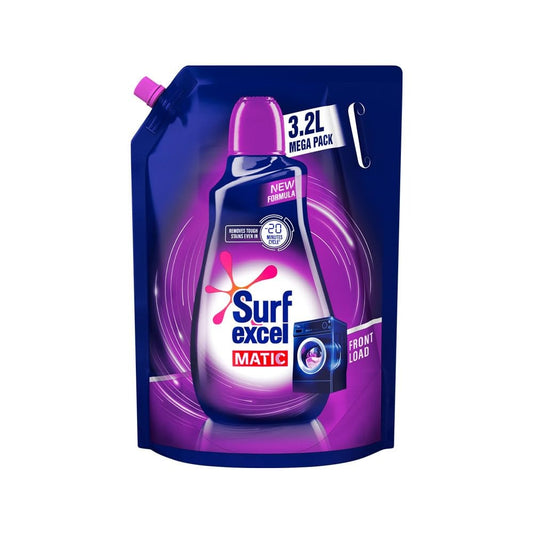 Surf Excel Matic Front Load Liquid Detergent 3.2 L Refill, Designed for Tough Stain Removal on Laundry in Washing Machines - Mega Pack