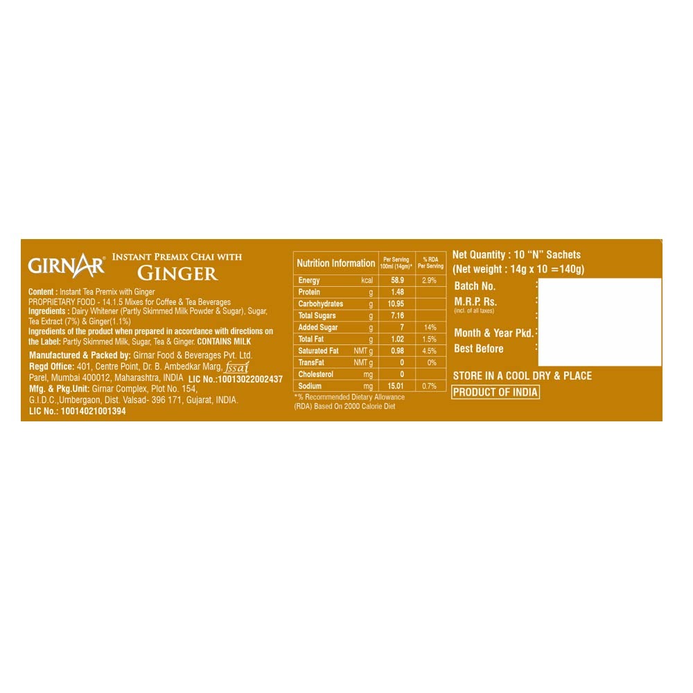 Girnar Instant Premix With Ginger (10 Sachets) 140g