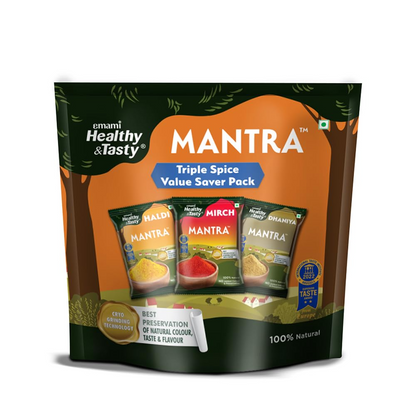 Emami Healthy & Tasty Mantra Triple Spice Combi Pack (Haldi 200gm, Dhaniya 200gm, Mirch 200gm) | Value Saver Pack 600gm