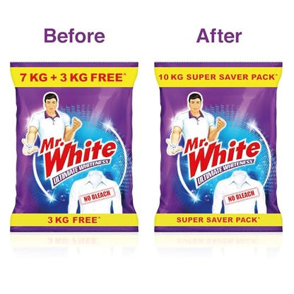 MR WHITE Detergent Powder - 10 Kg, Super Saver Pack