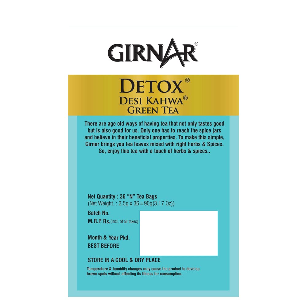 Girnar Food & Beverages Pvt. Ltd. Detox Green Tea - Desi Kahwa (36 Tea Bags) 90 gm