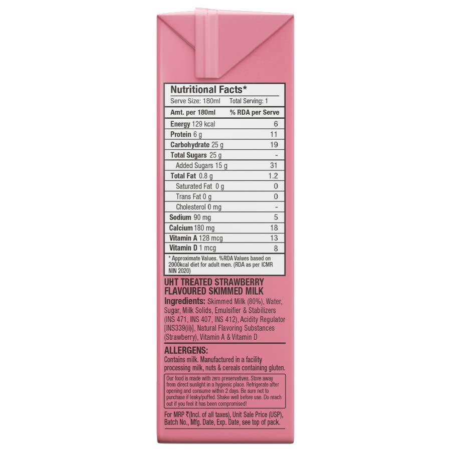 Epigamia Strawberry Milkshake, 180 ml